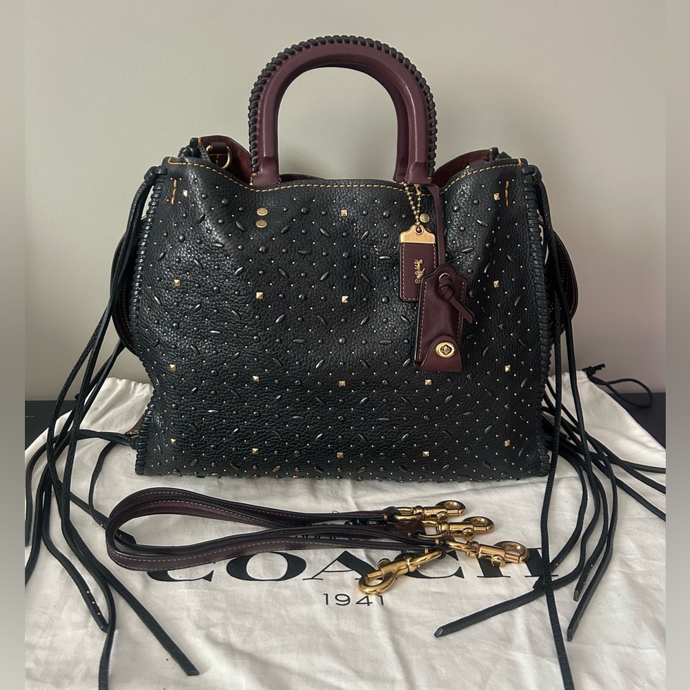 COACH Whiplash Rivets Rogue Bag 36 In Pebble Leather *Anniversary Rogue*